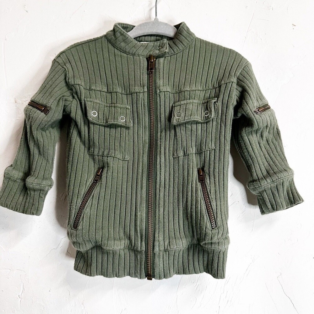 Kate Quinn Organic Cotton Jacket Ribbed Comfort Boys 6-12M Green - Picture 1 of 7